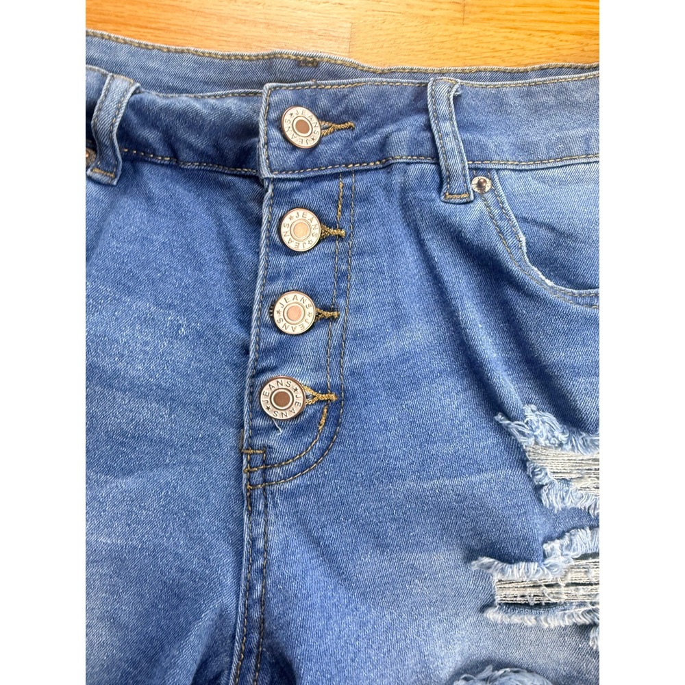 Blue Denim Cutoff Shorts Distressed Frayed Hem Medium Wash 26 Waist - Picture 2 of 7